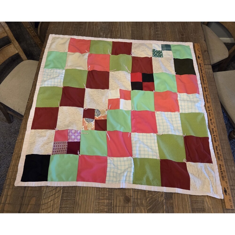 vintage homemade patchwork baby quilt
